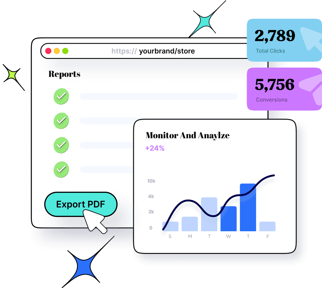 Downloadable reports for link tracking